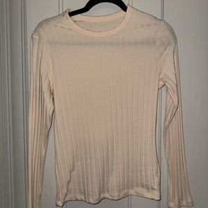 A New Day Cream Ribbed Fitted Blouse